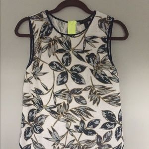 JCrew Sleeveless Leaf back yellow zipper top